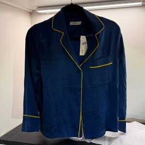 Blue Pajama Top with Yellow Trim